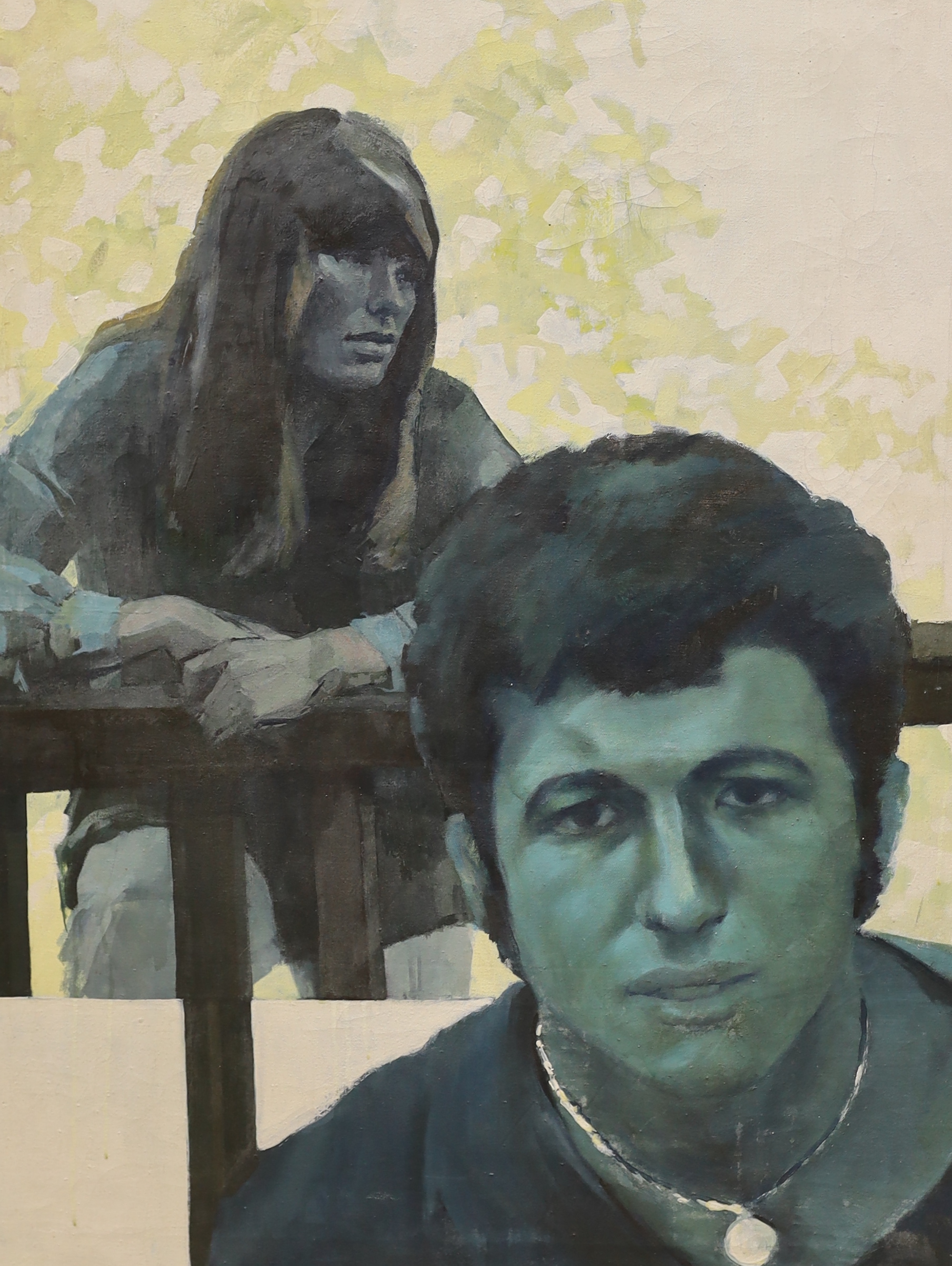 Mid / late 20th century School, oil on canvas, Double portrait, unsigned, 89 x 68cm